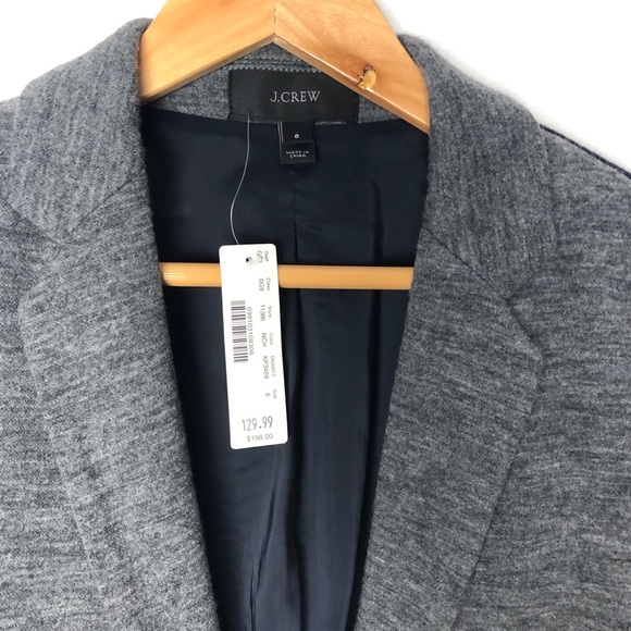 J. Crew Contrast knit wool Blazer Blue Grey NWT - Picture 6 of 13